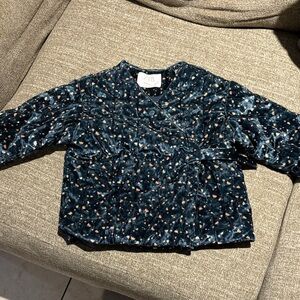 Zara Kids Velvet Wrap Top - Dark Blue with Starry Design